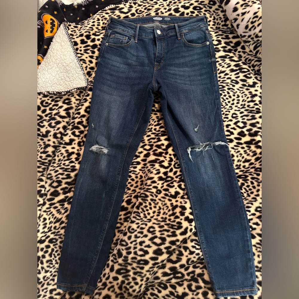 Old Navy Women's Dark Blue Skinny Jeans (Rockstar Super Skinny Mid Rise)